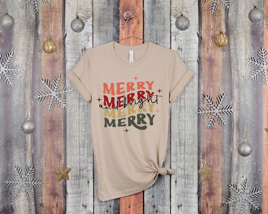 Merry and Bright Retro Christmas Unisex T-shirt