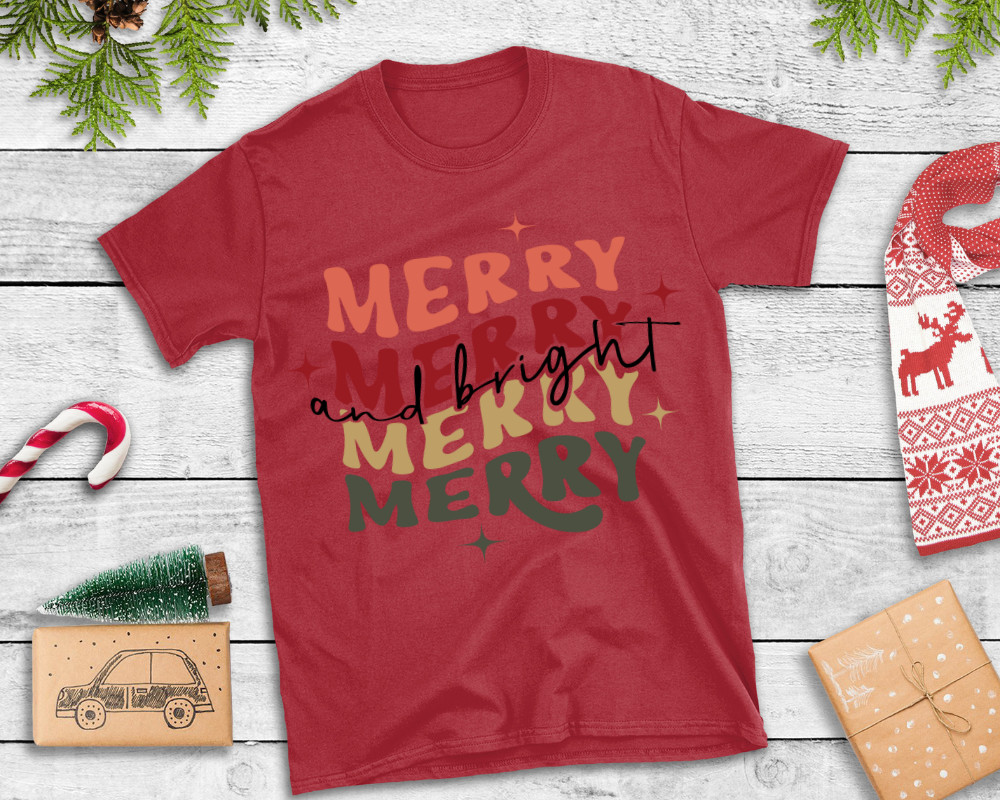 Merry and Bright Retro Christmas Unisex T-shirt