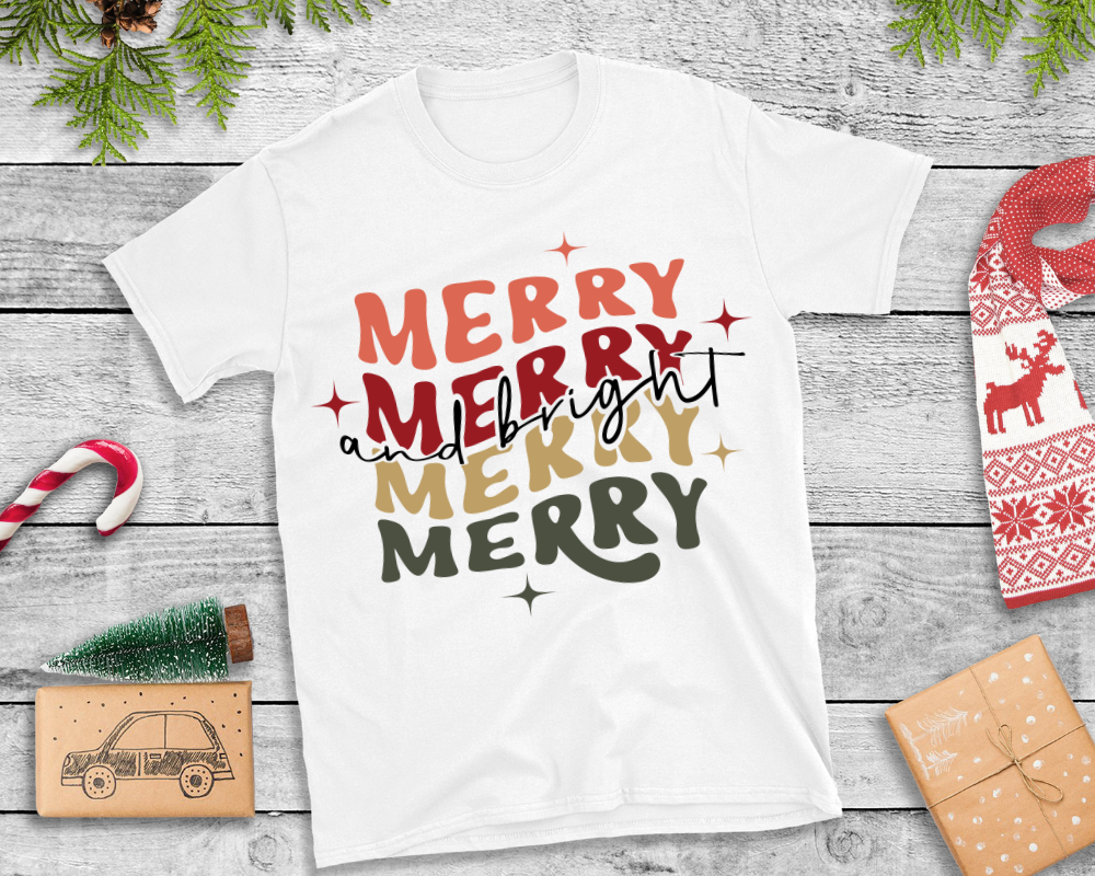 Merry and Bright Retro Christmas Unisex T-shirt