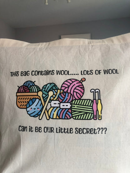 This Bag Contains Wool - Tote Bag, Project Bag, Gift Bag