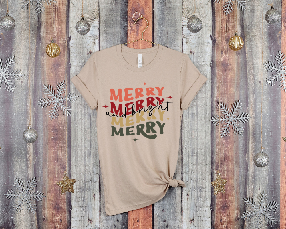 Merry and Bright Retro Christmas Unisex T-shirt