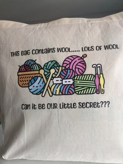 This Bag Contains Wool - Tote Bag, Project Bag, Gift Bag