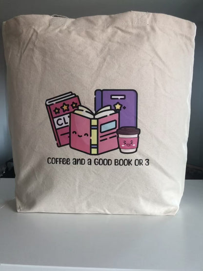 Coffee and a Good Book or 3 Tote Bag